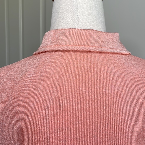 SPORTSGIRL Sz S metallic peach cropped button up short sleeved top - Picture 7 of 12